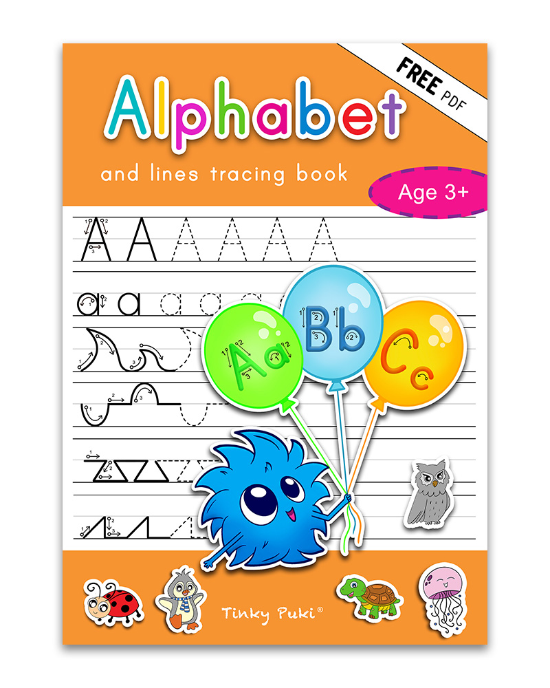 TinkyPuki Alphabet and lines tracing book FREE cover